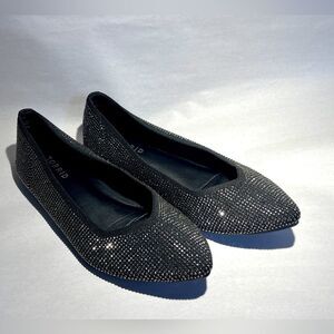 Torrid Rhinestone Point Toe Black Flats Size 9 WW